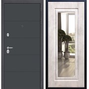 Входная металлическая дверь АРТ ГРАФИТ ФЛ-120 с Зеркалом Бетон светлый 31289