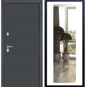 Входная металлическая дверь АРТ ГРАФИТ с Зеркалом СБ -17 Белый силк сноу 31305
